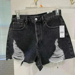 NWT PacSun black ripped ultrahigh rise vintage short size 26